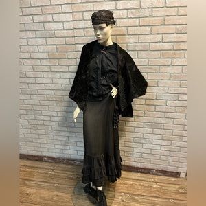 Antique 1800s Victorian Period Era Original Mourning Outfit Skirt Blouse Shawl +